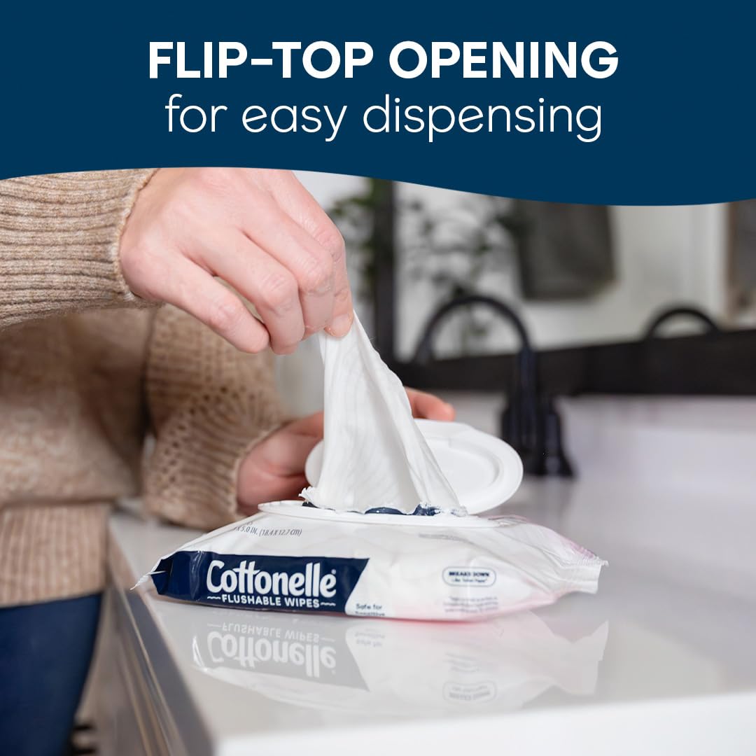 Cottonelle Fragrance Free Flushable Wet Wipes, 8 Packs of 42 - view 6